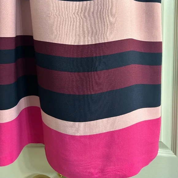 Ann Taylor Factory Sleeveless Burgundy—Multi Stripes Career Casual Dress - Picture 7 of 9